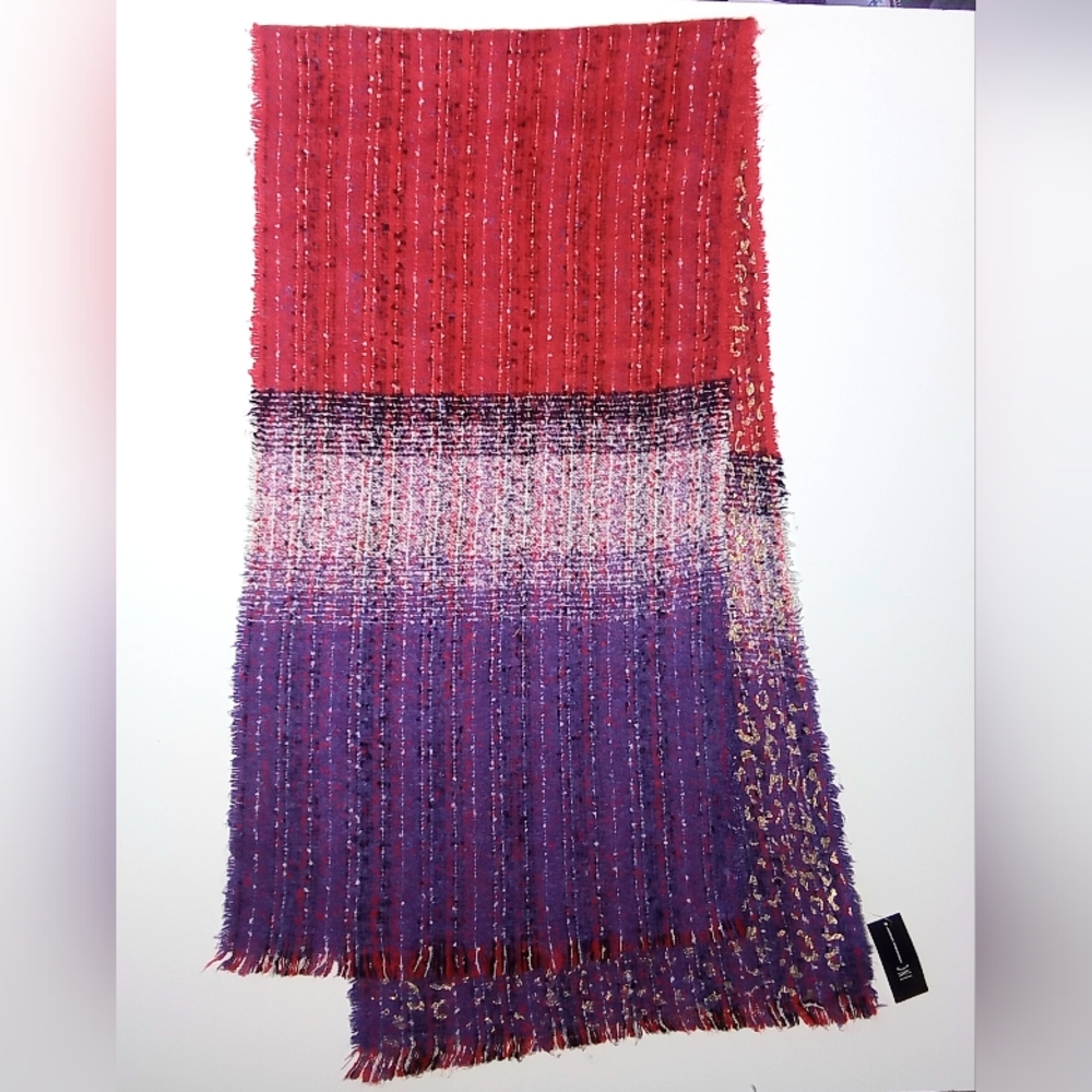 NEW INC Red and Purple Textured Scarf